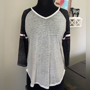 Pink Rose S 3/4 Sleeve Burnout Baseball Tee